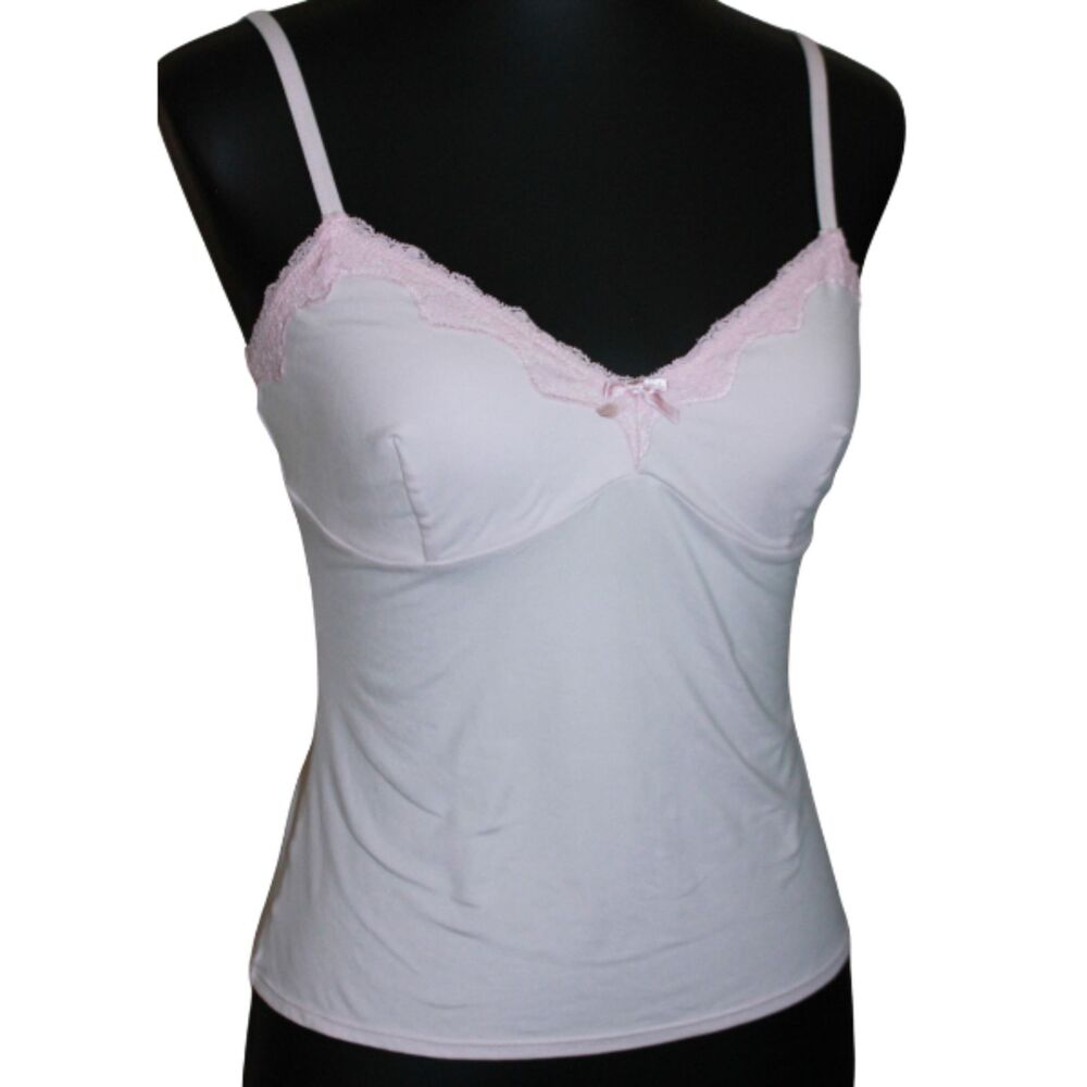 Soft Light Pink Lace Trim Cami Tank Top Sz Medium